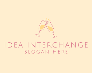 Champagne Glass Toast logo design