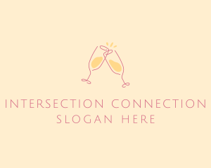 Champagne Glass Toast logo design