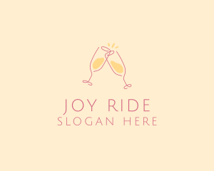 Champagne Glass Toast logo design