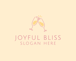 Champagne Glass Toast logo design