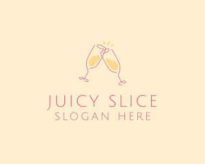 Champagne Glass Toast logo design