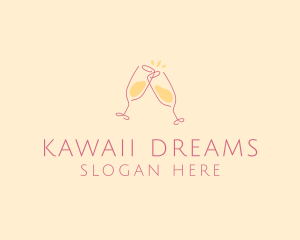 Champagne Glass Toast logo design