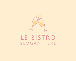 Champagne Glass Toast logo design