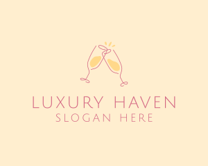 Champagne Glass Toast logo design