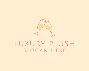 Champagne Glass Toast logo design