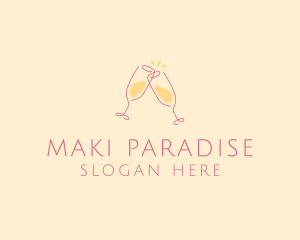 Champagne Glass Toast logo design