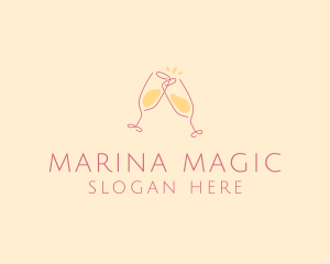 Champagne Glass Toast logo design