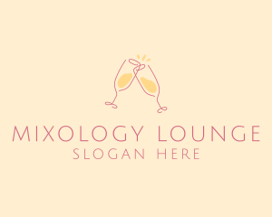 Champagne Glass Toast logo design