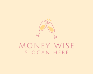 Champagne Glass Toast logo design