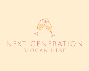 Champagne Glass Toast logo design