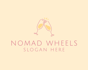 Champagne Glass Toast logo design