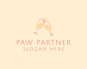 Champagne Glass Toast logo design