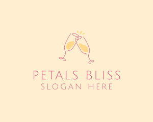 Champagne Glass Toast logo design