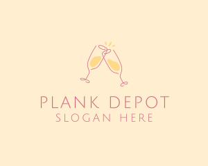 Champagne Glass Toast logo design