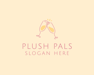 Champagne Glass Toast logo design