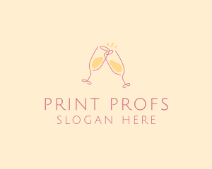 Champagne Glass Toast logo design