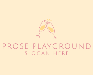 Champagne Glass Toast logo design