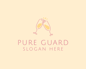 Champagne Glass Toast logo design