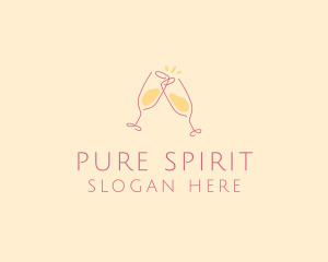 Champagne Glass Toast logo design