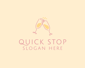 Champagne Glass Toast logo design