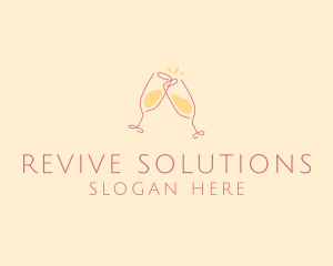 Champagne Glass Toast logo design