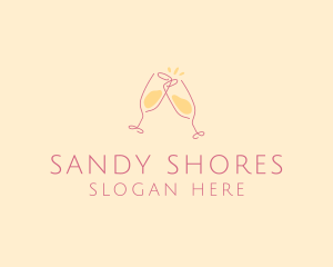 Champagne Glass Toast logo design