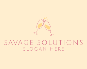 Champagne Glass Toast logo design