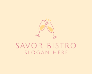 Champagne Glass Toast logo design