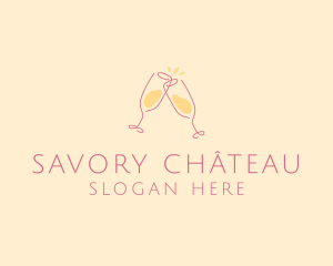 Champagne Glass Toast logo design