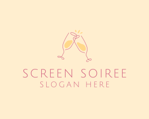 Champagne Glass Toast logo design