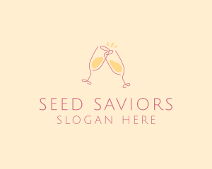 Champagne Glass Toast logo design