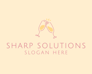 Champagne Glass Toast logo design