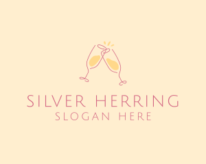 Champagne Glass Toast logo design