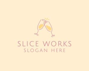 Champagne Glass Toast logo design