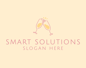 Champagne Glass Toast logo design