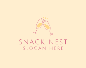 Champagne Glass Toast logo design