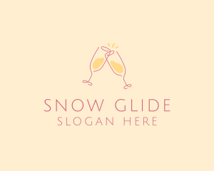 Champagne Glass Toast logo design