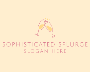 Champagne Glass Toast logo design