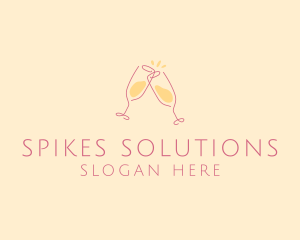 Champagne Glass Toast logo design