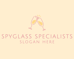 Champagne Glass Toast logo design