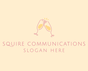 Champagne Glass Toast logo design