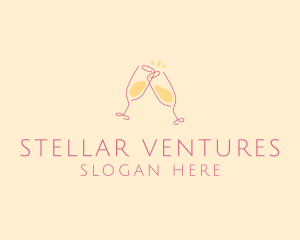 Champagne Glass Toast logo design