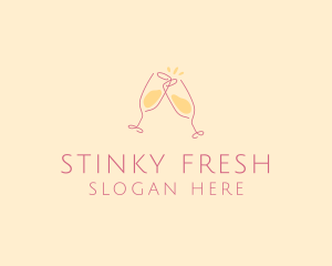 Champagne Glass Toast logo design