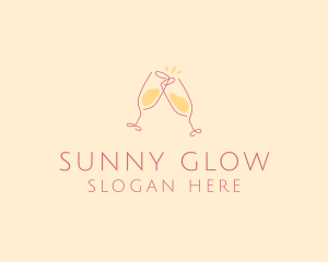 Champagne Glass Toast logo design