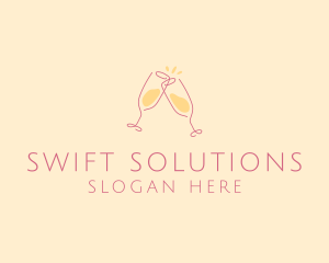 Champagne Glass Toast logo design