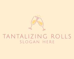 Champagne Glass Toast logo design