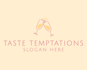 Champagne Glass Toast logo design