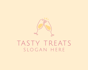 Champagne Glass Toast logo design