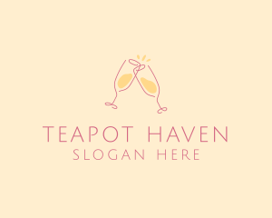 Champagne Glass Toast logo design