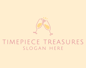 Champagne Glass Toast logo design